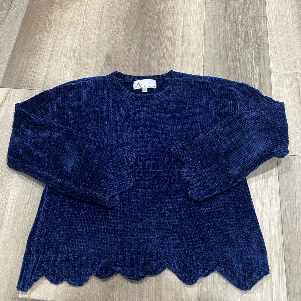 DH New York XS velvet sweater navy blue